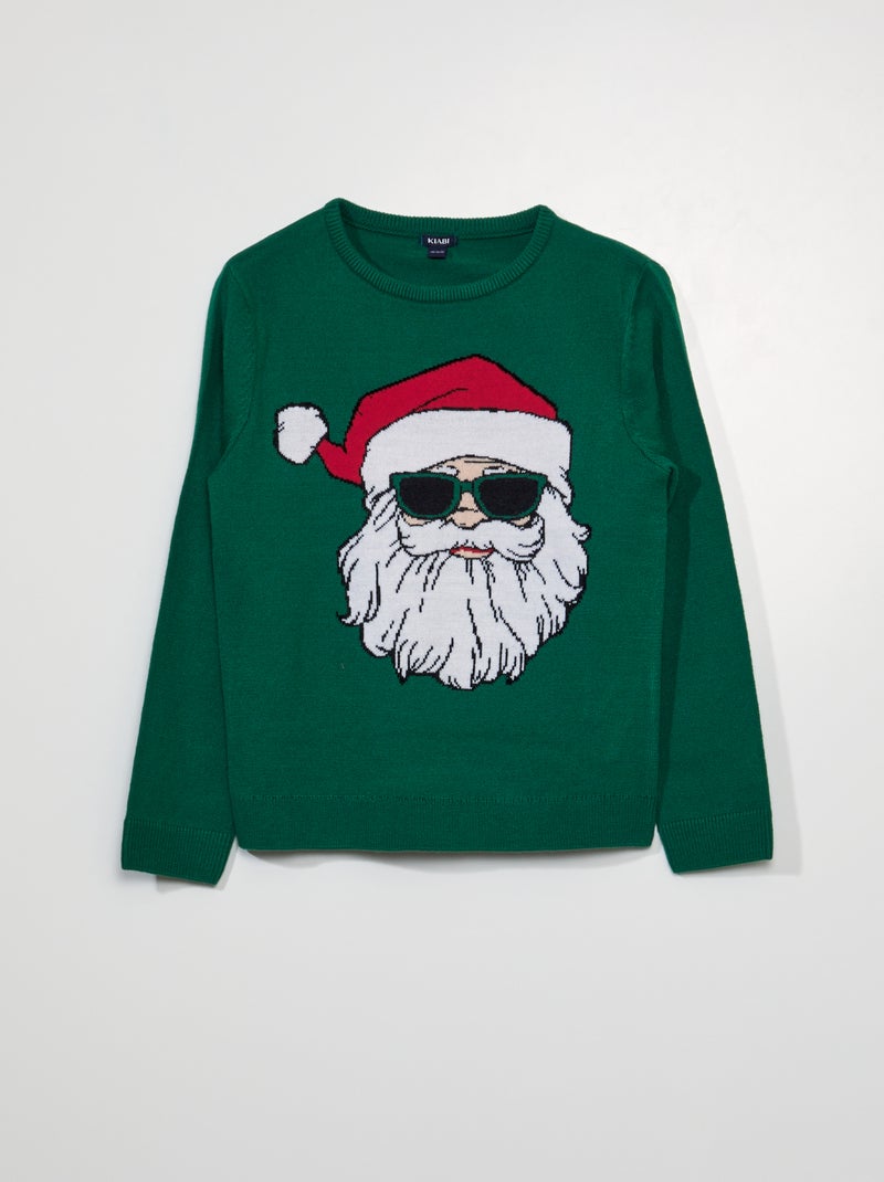 Pull en maille avec imprimé Vert - Kiabi