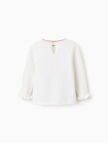 Pull en Maille avec Jacquard de Cœur et Volants