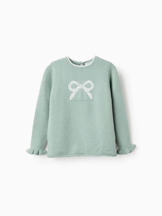 Pull en Maille avec Jacquard d'Étoile et Volants