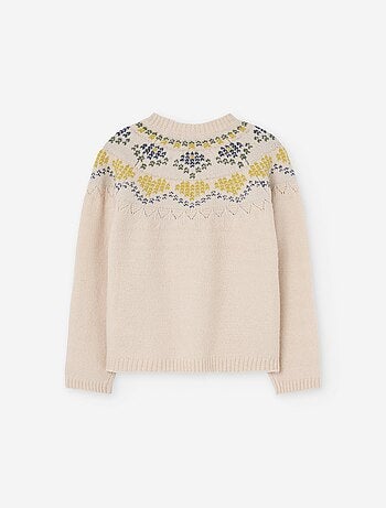 Pull en maille avec jacquard et détails torsadés