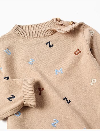 Pull en maille avec lettres brodées