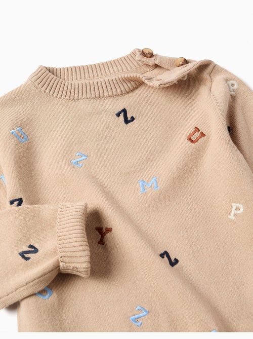 Pull en maille avec lettres brodées - Kiabi