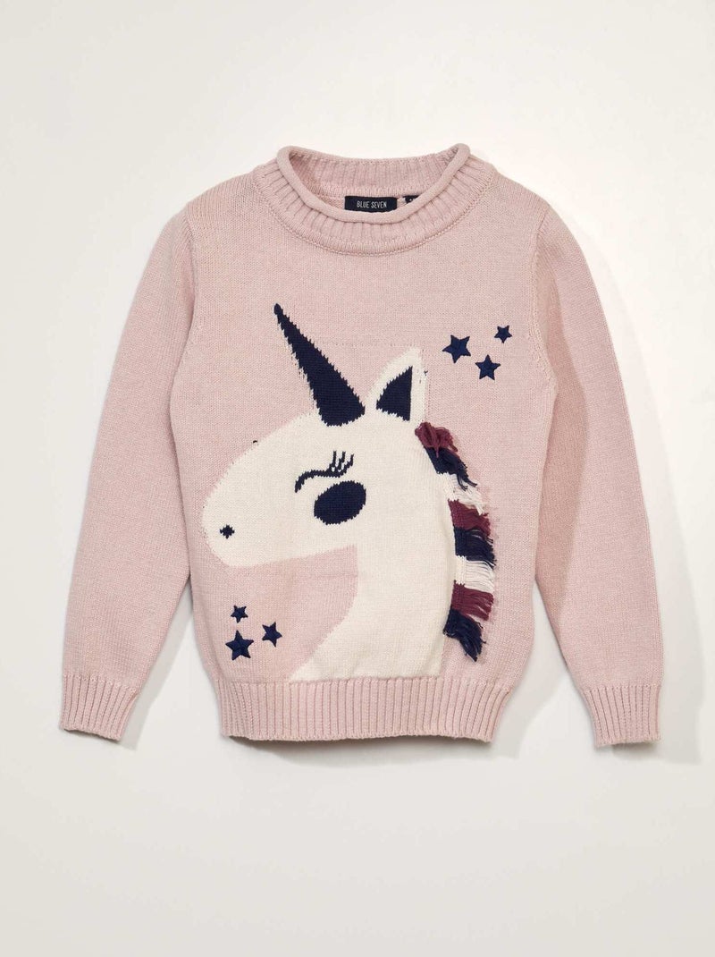 Pull en maille avec licorne Rose - Kiabi