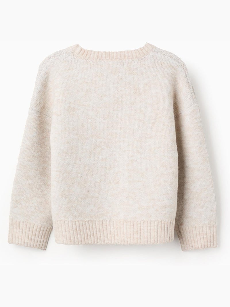 Pull en maille avec lune et étoiles en lurex Orange clair - Kiabi