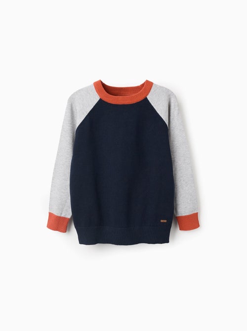 Pull en maille avec manches en contraste - Kiabi