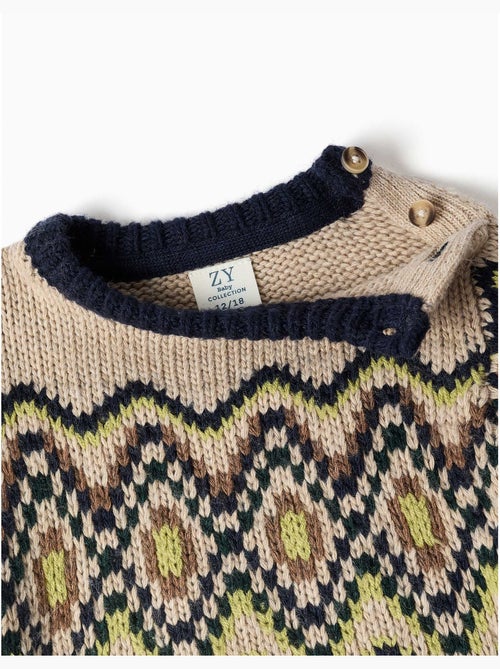 Pull en maille avec motif jacquard - Kiabi