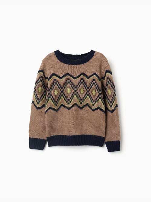 Pull en maille avec motif jacquard - Kiabi