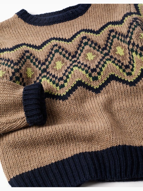 Pull en maille avec motif jacquard - Kiabi