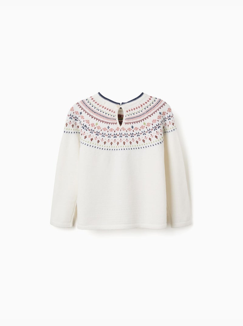 Pull en maille avec motif jacquard Blanc - Kiabi