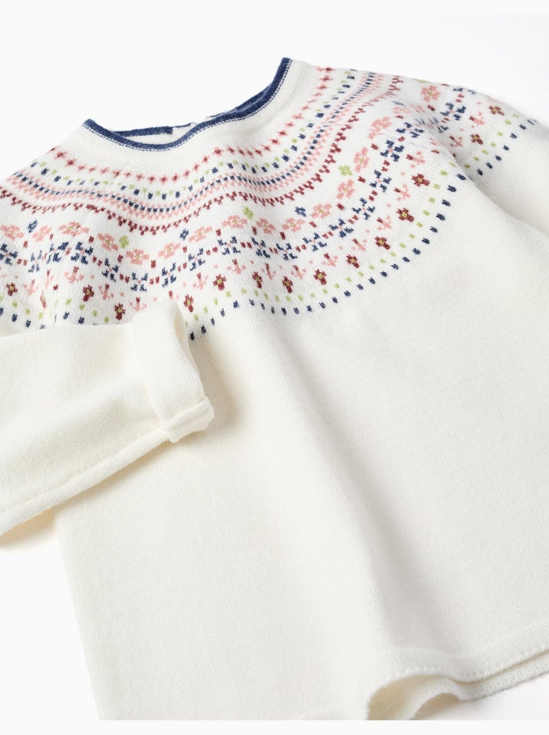 Pull en maille avec motif jacquard Blanc - Kiabi