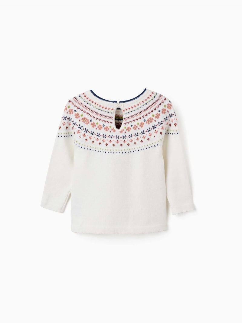 Pull en maille avec motif jacquard Blanc - Kiabi