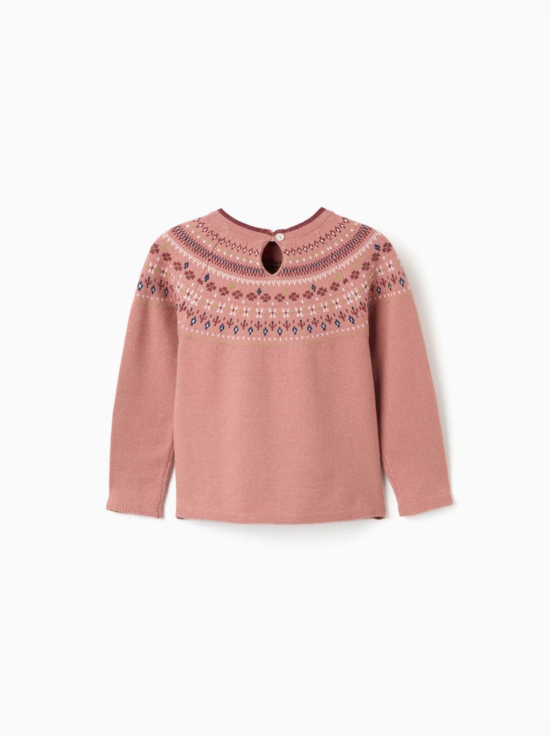 Pull en maille avec motif jacquard Rose - Kiabi