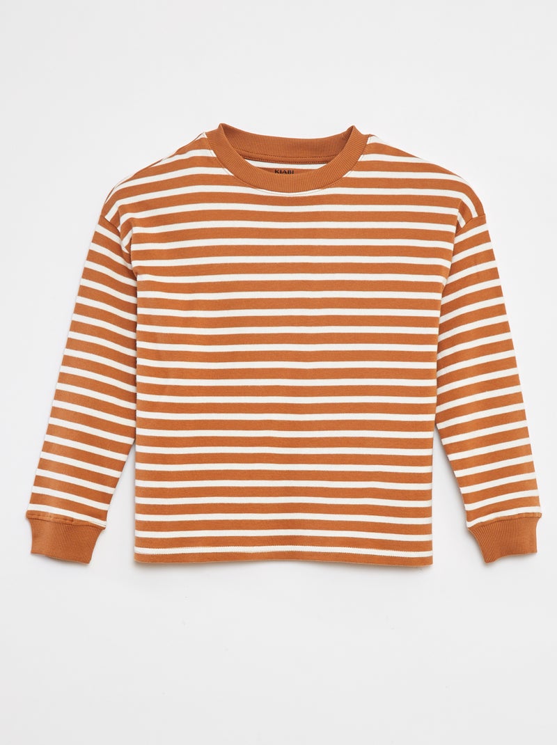 Pull en maille avec motif rayé all over Beige - Kiabi
