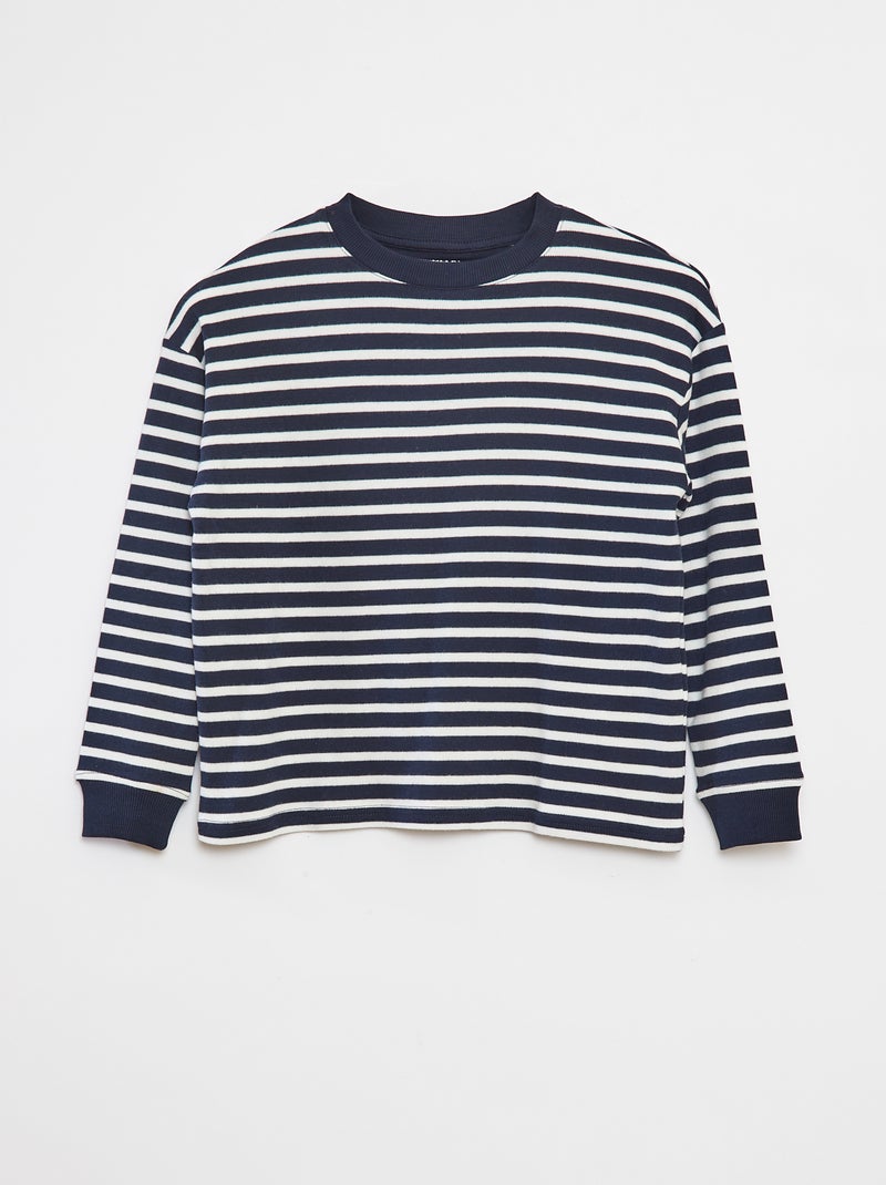 Pull en maille avec motif rayé all over Bleu - Kiabi
