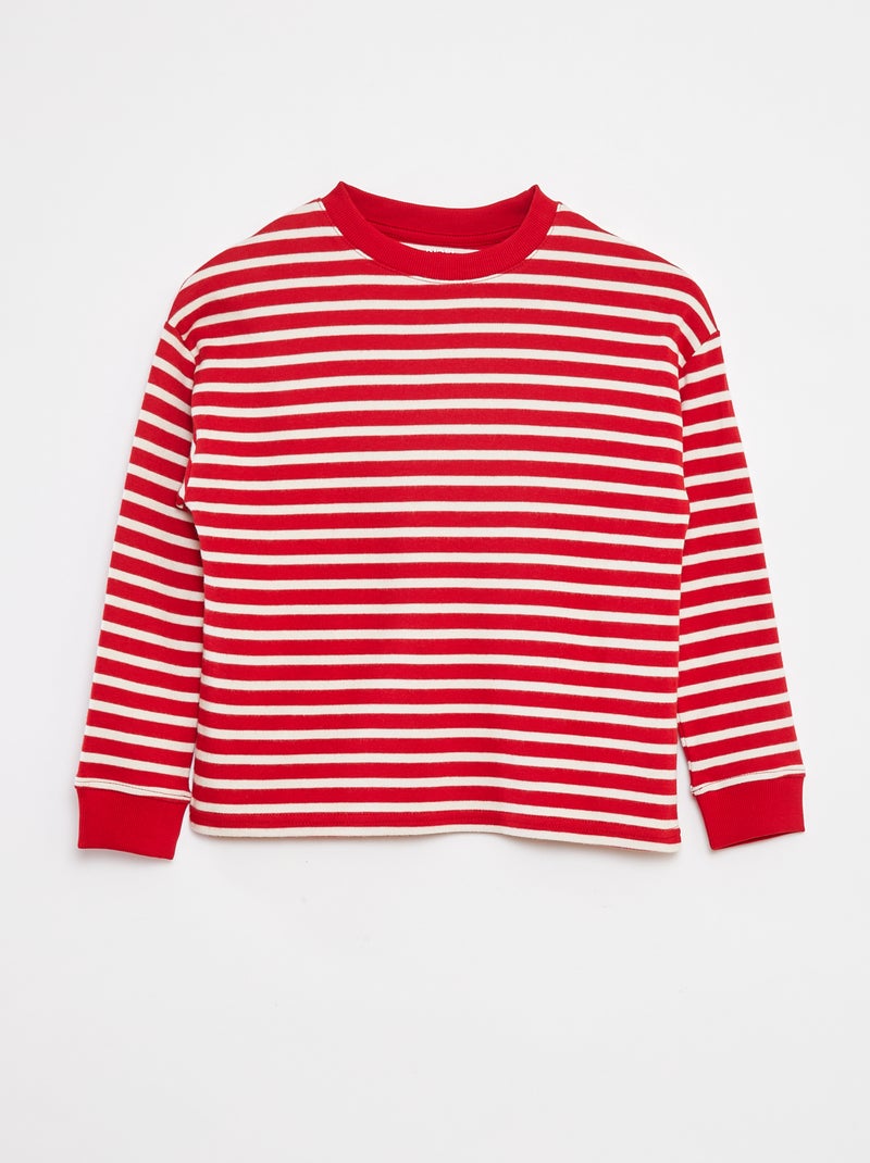 Pull en maille avec motif rayé all over Rouge - Kiabi