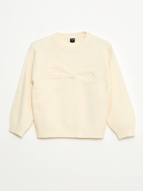 Pull en maille avec nœud en maille torsade devant - Kiabi