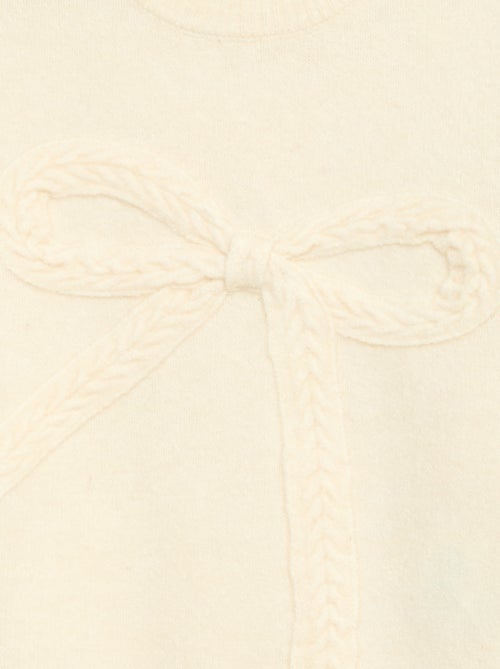 Pull en maille avec nœud en maille torsade devant - Kiabi