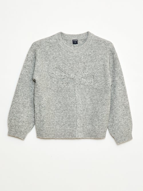 Pull en maille avec nœud en maille torsade devant - Kiabi