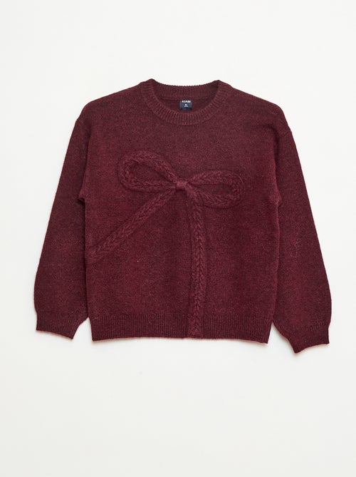 Pull en maille avec nœud en maille torsade devant - Kiabi