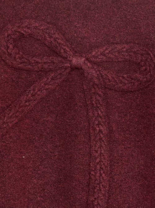 Pull en maille avec nœud en maille torsade devant - Kiabi