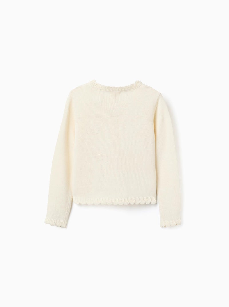 Pull en maille avec nœud et paillettes Beige - Kiabi