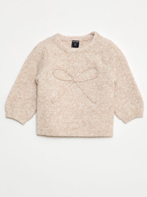 Pull en maille avec nœud fantaisie devant - Kiabi
