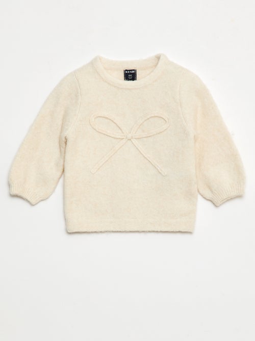 Pull en maille avec nœud fantaisie devant - Kiabi
