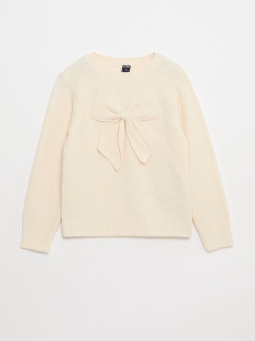 Pull en maille avec nœud fantaisie devant - Kiabi