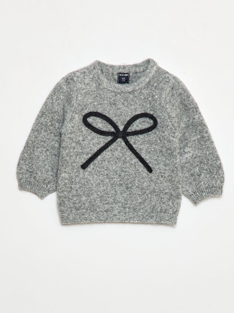 Pull Zara Fille Fantaisie Gris - Taille 9 Ans - Manches Longues - Devant Cravate - Occasion Très Bon état