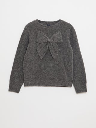 Pull en maille avec nœud fantaisie devant