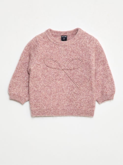 Pull en maille avec nœud fantaisie devant - Kiabi