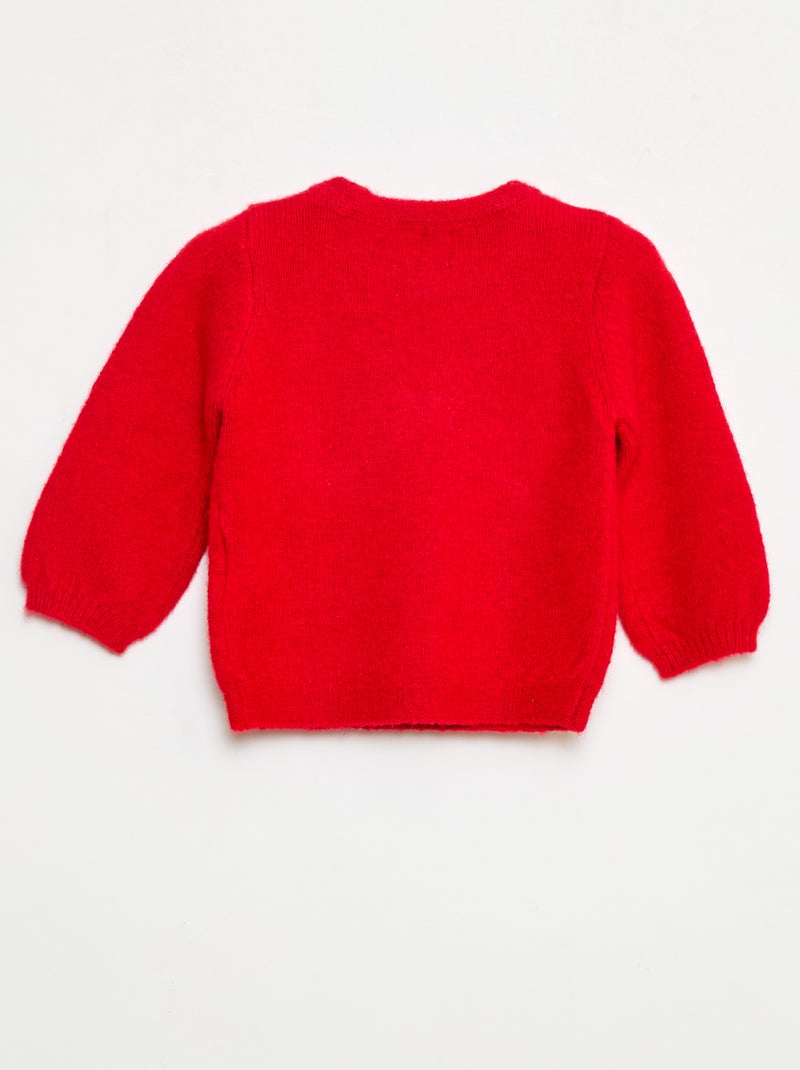 Pull en maille avec nœud fantaisie devant Rouge - Kiabi