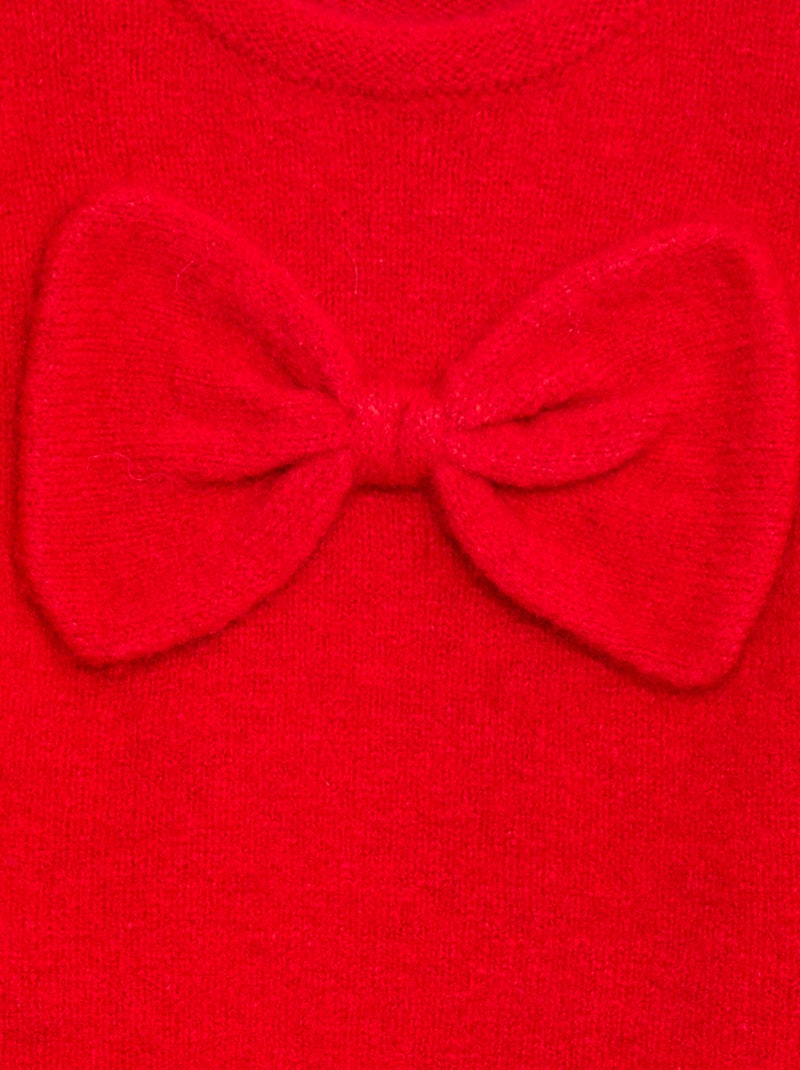 Pull en maille avec nœud fantaisie devant Rouge - Kiabi