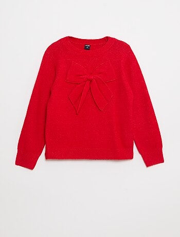 Pull en maille avec nœud fantaisie devant