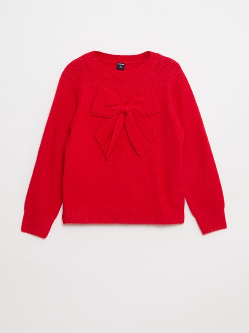 Pull en maille avec nœud fantaisie devant - Kiabi