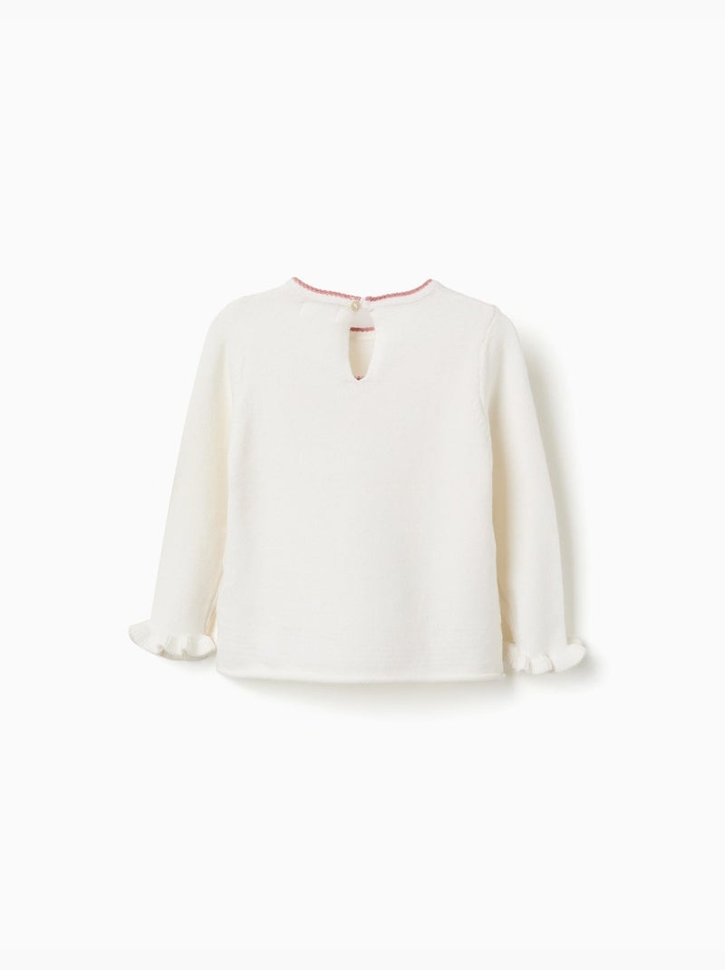 Pull en maille avec nœud jacquard Blanc - Kiabi