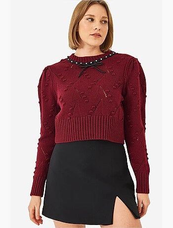 Pull en maille avec nœud perlé lucci