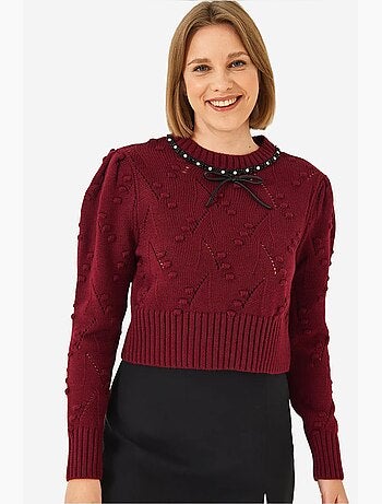 Pull en maille avec nœud perlé lucci