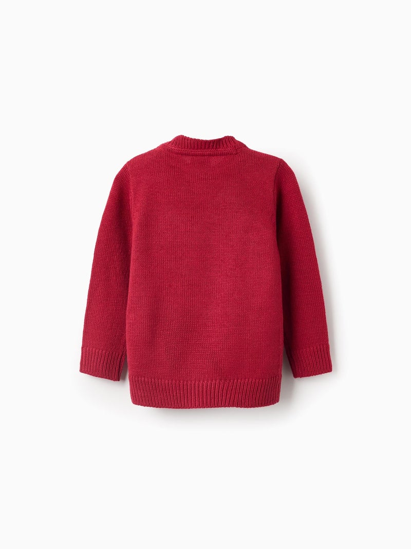 Pull en maille avec renne en jacquard Rouge foncé - Kiabi