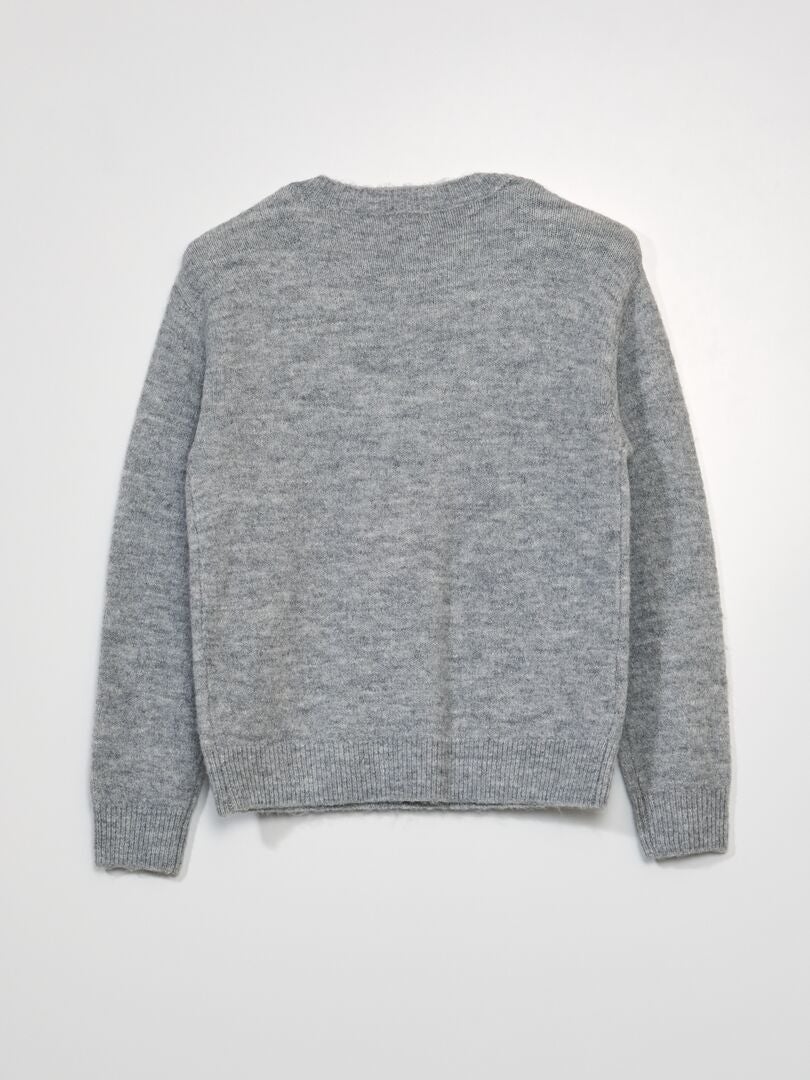 Pull en maille avec sequins fantaisies Gris - Kiabi