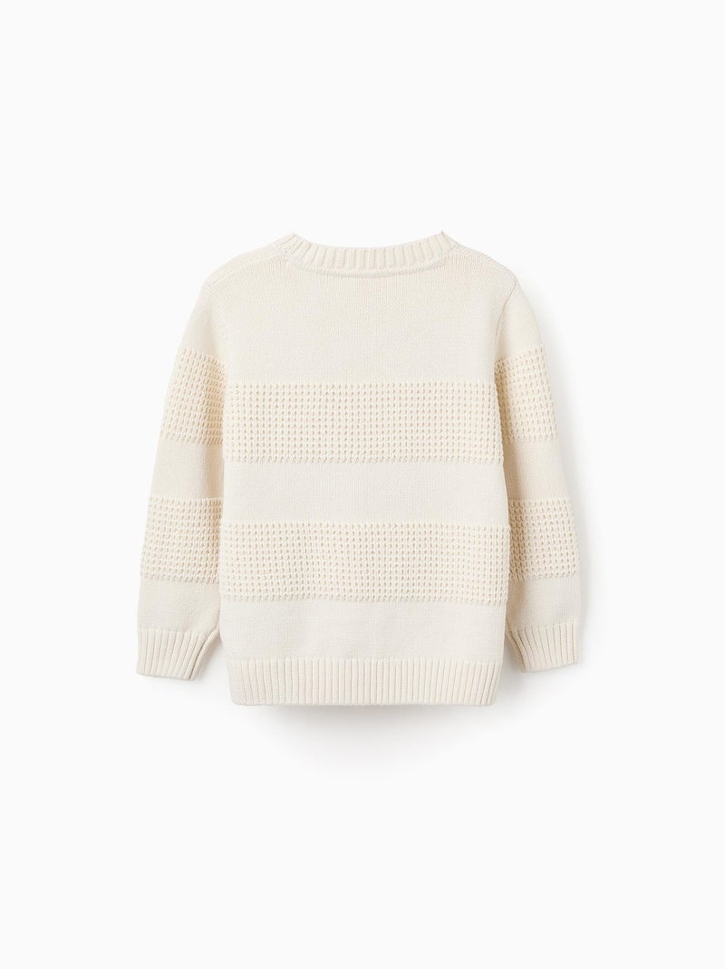 Pull en Maille avec Texture Blanc - Kiabi