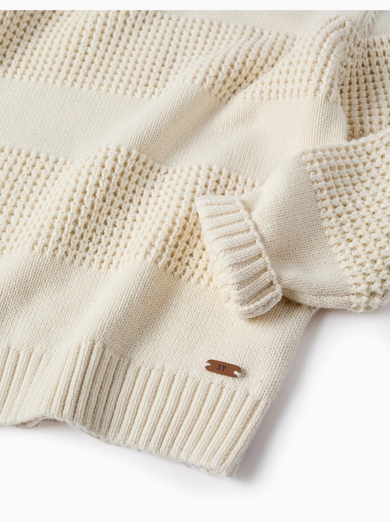 Pull en Maille avec Texture Blanc - Kiabi
