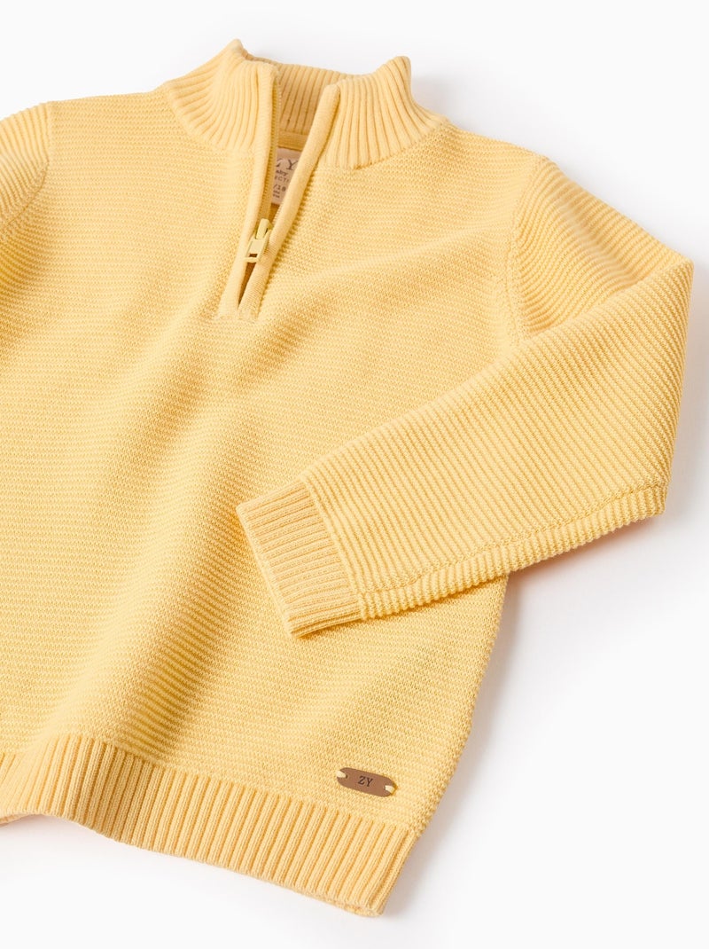 Pull en Maille avec Texture en Coton Jaune clair - Kiabi