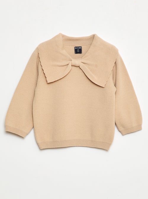 Pull en maille avec un large nœud fantaisie devant - Kiabi
