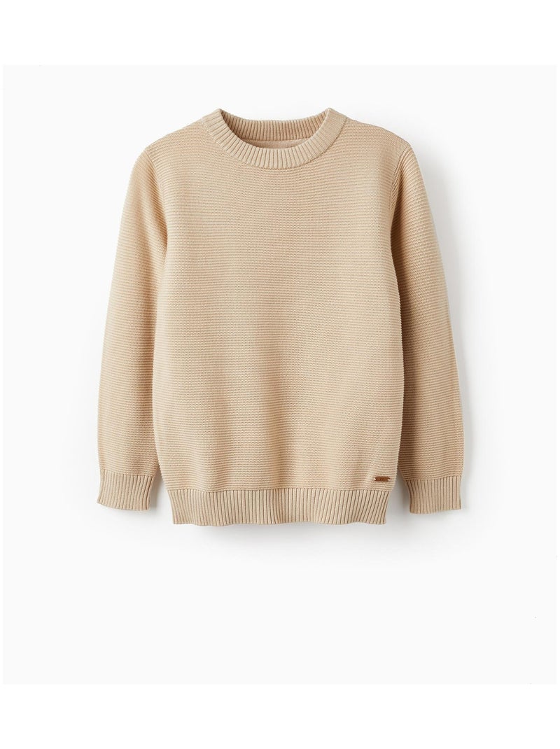 Pull en maille beige à manches longues pour garçon ATLANTIC COMPANY Beige clair - Kiabi