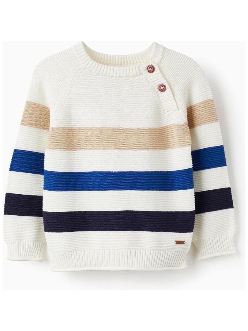 Pull en maille blanc a manches longues pour bebe garcon manches longues ATLANTIC COMPANY