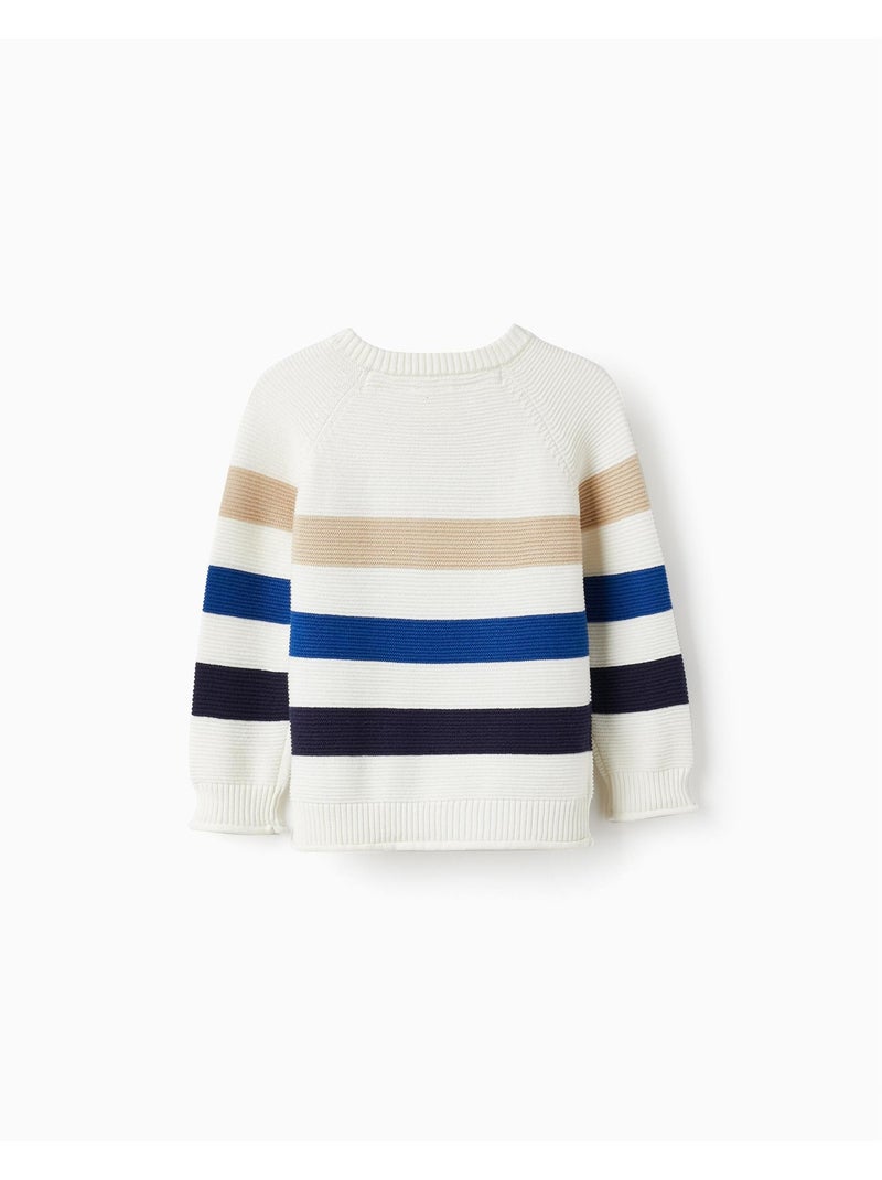 Pull en maille blanc à manches longues pour bébé garçon manches longues ATLANTIC COMPANY Beige clair - Kiabi