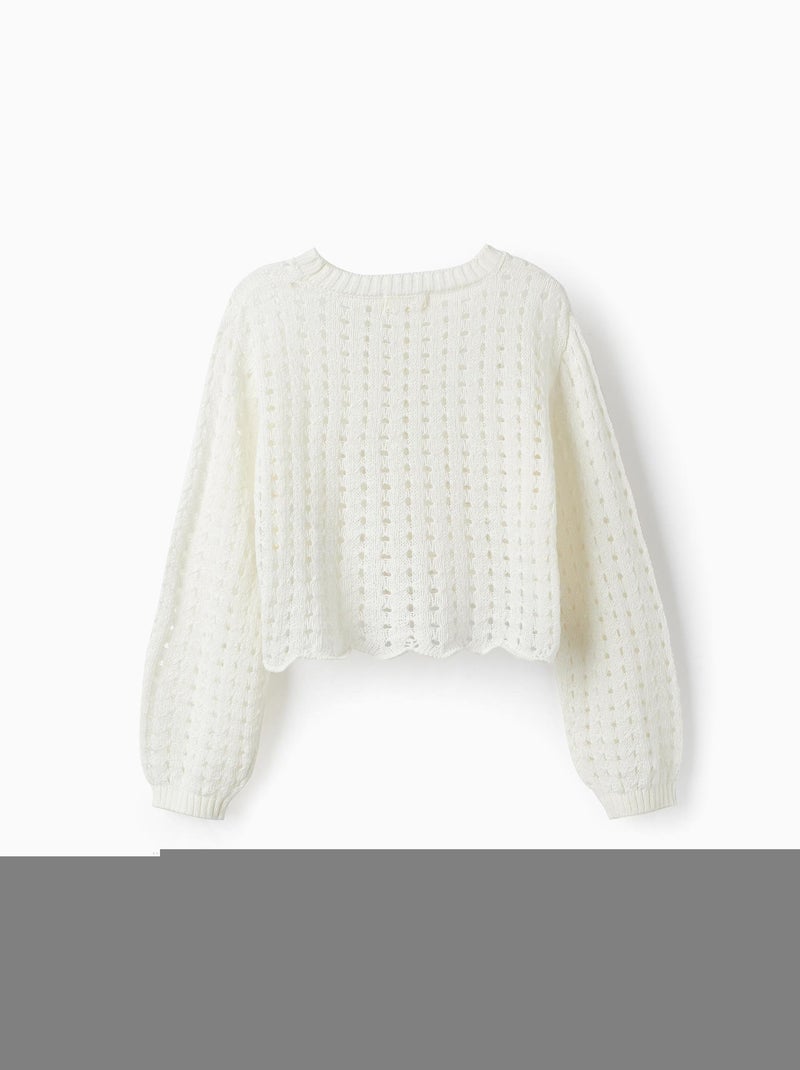 Pull en maille blanc à manches longues pour fille THE WAVE TRIBE Beige clair - Kiabi