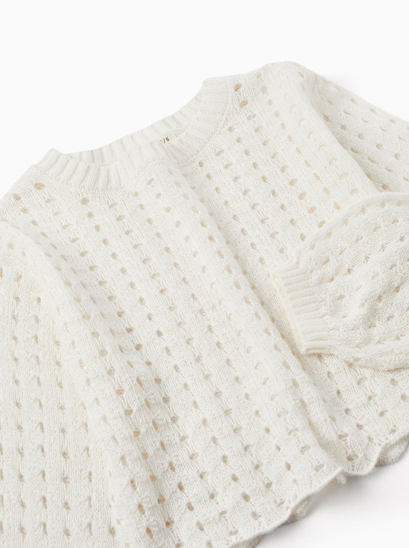 Pull en maille blanc à manches longues pour fille THE WAVE TRIBE Beige clair - Kiabi