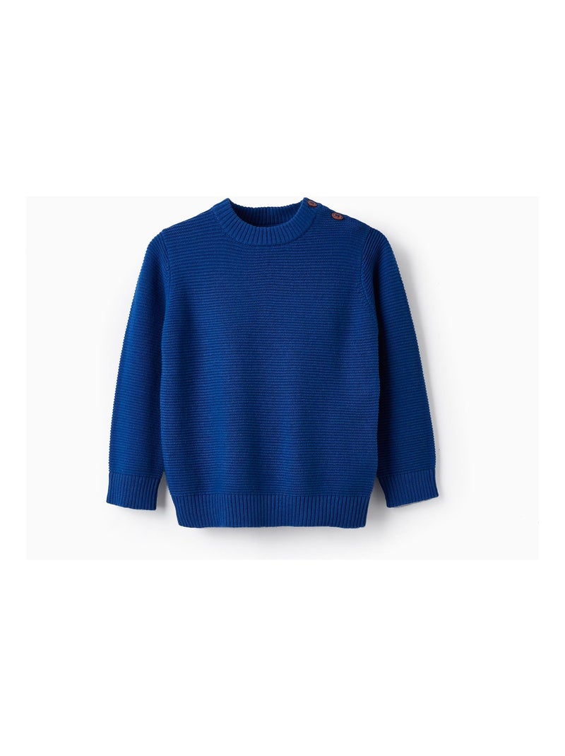 Pull en maille bleu à manches longues pour bébé garçon manches longues ATLANTIC COMPANY Bleu foncé - Kiabi